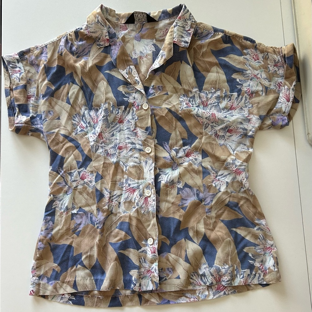Vintage Leslie Stevens Short Sleeve Floral Button Down Shirt